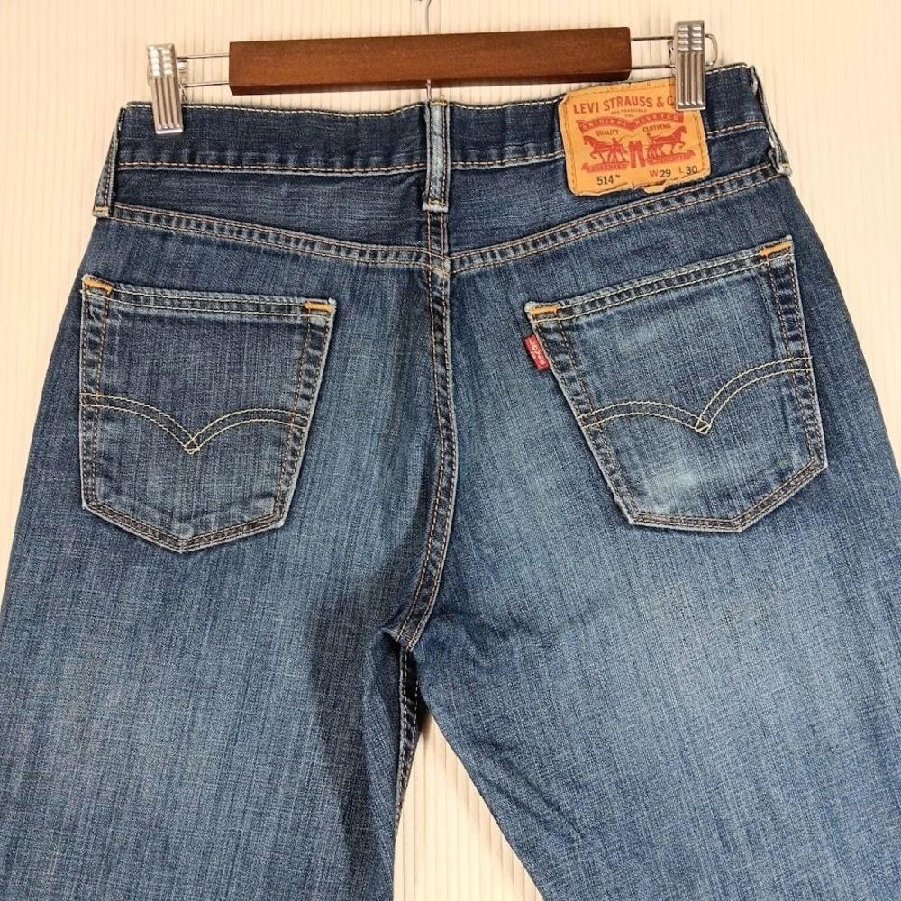 Levis 514 Jeans Mens 29x30 Blue Straight Leg‎ Denim Five Pocket Classic Pants - Picture 4 of 11